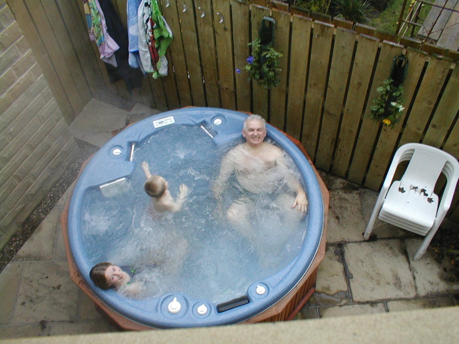Chris Makin & family relaxing in their hot tub